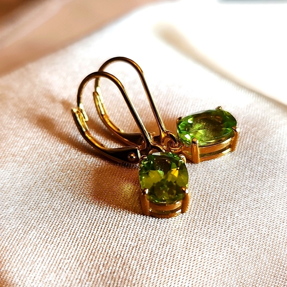 Jewelry - Green Peridot in 18K Yellow Gold Over Sterling Silver Earrings